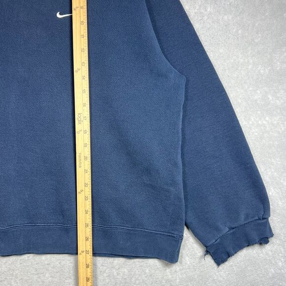 VINTAGE Nike Sweatshirt Mens XL Blue Crewneck 90s Embroidered Swoosh Navy Check - Picture 7 of 13